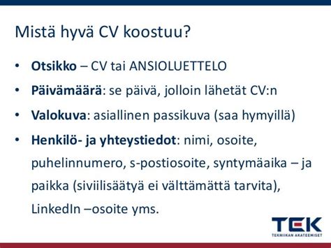 hyvä cv|Näin teet CV:n